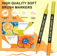 132 Colors Acrylic Paint Markers Pens Set,66 Pack Brush Acrylic Paint Markers fo