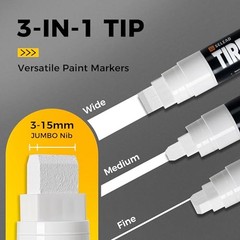 SELEAD Jumbo Tire Marker White 4 Pack 15mm Wide Tip