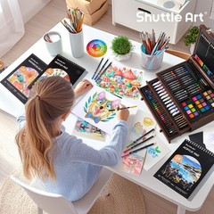 NEW 202PCS Wooden Art Supplies Set Drawing Pads Canvas Paint Crayons Kids