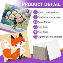 40 Pack 2x2IN Mini Magnetic Canvas Panels, Small Canvases for Painting for Oi…