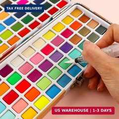 Grabie 100 Colors Watercolor Paint Set – 50 Regular, 35 Metallic, 10 Macaron and