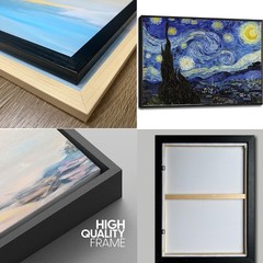 Starry Night Black Framed Wall Art, Vincent Van Gogh Canvas Print art, Classi…