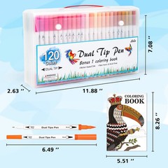 Lelix 120 Colors Dual Tips Brush Pens Art 1 Count (Pack of 120), 120