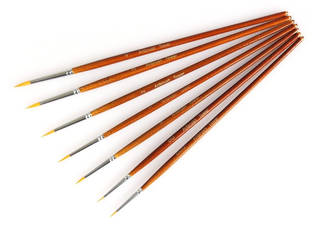 Fine Detail Paint Brush Set 7 Pieces Miniature Brushes For Watercolor Acrylic Pa