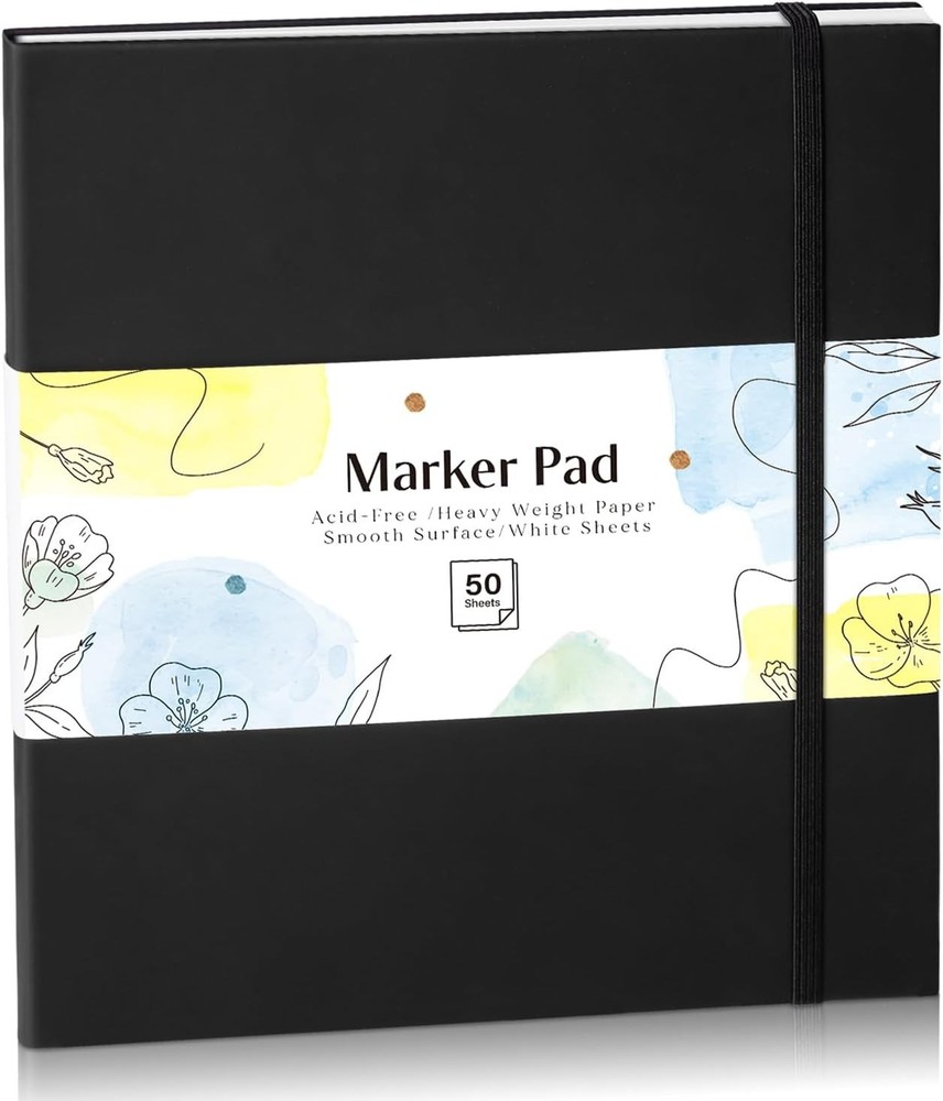 50 Sheets Hardcover Marker Paper Pad, 7.5×8.5 Inch (50 ), white