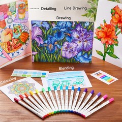 105 Colors Dual Tip Brush Marker Pens, Case, 1 Coloring Book, Calligraphy