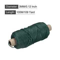 Twisted Nylon Mason Line Dark Green 100M/109 Yard 3MM Dia for DIY Projects