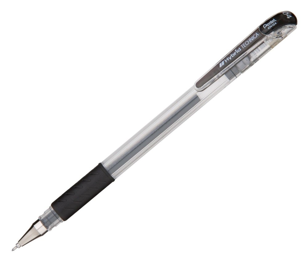 KN104-A Pentel Arts Hybrid Technica Gel Pen, Fine 0.4mm, Black Ink, Pack of 1