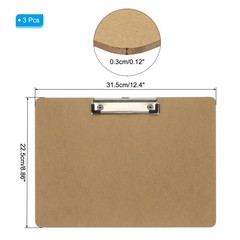 8.9 x 12.4″ Horizontal Clipboard, 3 Pcs Landscape Layout Hardboard,Brown