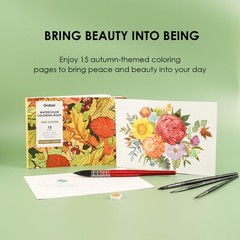 Autumn Watercolor Coloring Book 15 Sheets A5 8.3×5.8 Inch 100 Cotton Paper