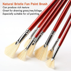 Fan Brush for Painting, 7 Pieces Fan Brush Set with Hog Bristle Natural Hair and