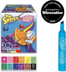 Scented Washable Markers, Chisel Tip Marker, Assorted Colors, 36 Count