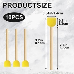 10pcs Round Sponge Paint Brushes, Wooden Handle DIY Art Craft Painting Tools