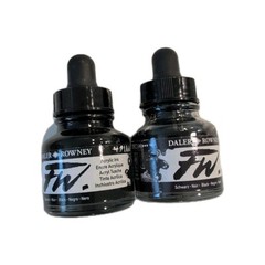 2 Daler Rowney FW ARtsits Acrylink Ink Bottles 29.5mL 1oz Black 50761913 New