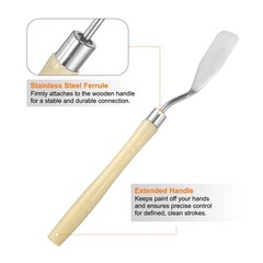 2pcs Painting Palette Knife 6.5″ Flat Head Stainless Steel Blade, Beige