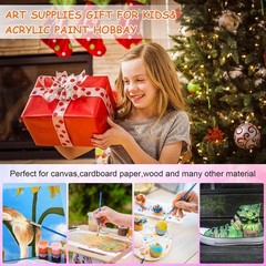Vibrant 12 Colors Acrylic Paint Set for Kids – 140 PCS Craft Kit with Brushes