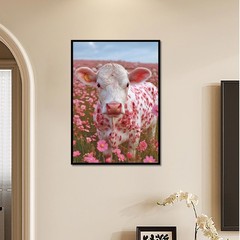 Diamond Painting Kit, Pink Cow Full-Diamond Round Diamond Art, 5D DIY Adult Begi