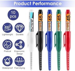 10 Pcs Deep Reach Markers Long Head Deep Hole Marker Pens 45Mm Long Nose Marker