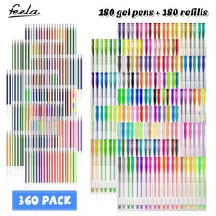 feela 360 Colors Gel Pens 360 Count (Pack of 1), 180 With 180 Refills