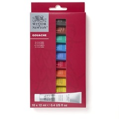 Winsor & Newton Gouache Paint Set, 10 Count, 4 Fl Oz (Pack of 1), 10 Colors