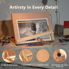 5-Position Wood Drafting Table Painting Tabletop Easel & Sketching Board