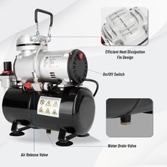 Airbrush Compressor, High-performance Single-Piston Oil-free Mini Compressor