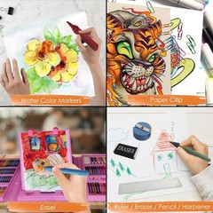 Pink Art Supplies, 208 Pack Art Set Drawing Kit for Girls Boys Artist , USA