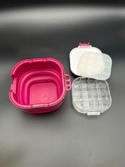 Airtight Watercolor Palette (16-Well) with Lid & PINK Collapsible Brush Basin