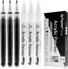 6Pcs Marcadores Blancos Negros Permanentes Para Neumaticos, Acrílico De 0,7 Mm