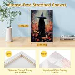 Framed Witch Halloween Painting By Numbers Kit Cross Stitch Wall Art Decor