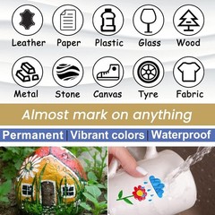Blue Paint Pens Paint Markers – Permanent Acrylic Markers 2 Pack, Water Based, Q