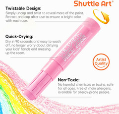 Tempera Paint Sticks, 20 Pastel Colors, Solid Tempera Paint for Kids, Super Quic