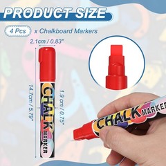 Liquid Chalk Markers 10mm, 4 Pcs Chalkboard Markers Erasable Tip, Red