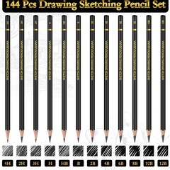 Humyoun 144 Pcs Drawing Sketching Pencil Set Professional (12b – 4h) Graphite…