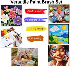 Transon Paint Brush Set 12 Pack Acrylic Watercolor Gouache Artist Brushes