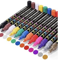 Emooqi Paint Pens, Paint Markers 12 Colors (3mm) Oil-Based Painting Pen
