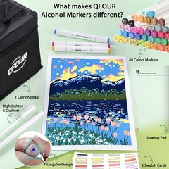 Alcohol Markers, 48 Colors Art Marker, Coloring Markers, Brush & Chisel Tip D…