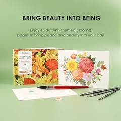 Watercolor Coloring Book, 15 Sheets A5 (8.3 x 5.8),Watercolor Book for Autumn
