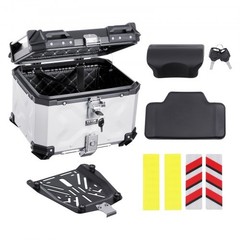 Motorcycle Top Case, Universal Aluminum Alloy Motorbike Tail Box with Leathe…