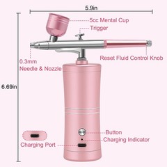 48PSI Air Airbrush Kit USB Spray Machine 0.3mm Nozzle For Makeup Painting Cake