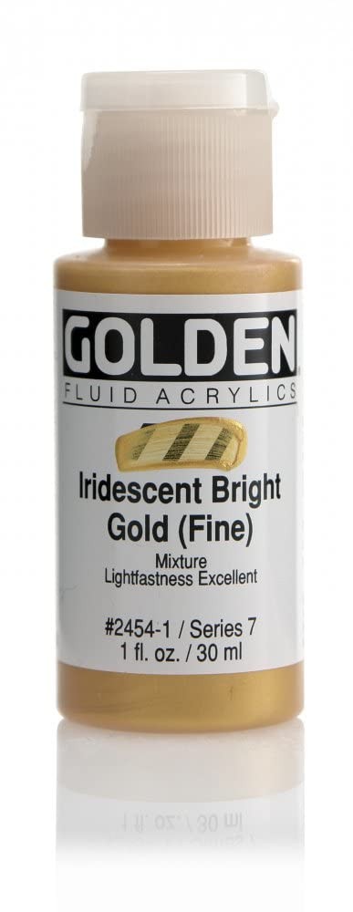 Fluid Acrylics by GOLDEN, Iridescent Bright Gold (Fine), 1 fl. oz. Bottle, Pr…