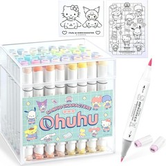 Ohuhu SANRIO 48 Colors Pastel Marker Set +1 (Blender Pen) Brush Type From Japan