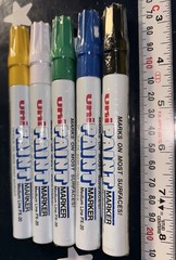 5X Uni-Paint PX-20 Oil-Based Paint Marker Medium Line (BLK, WH, YEL, GRN, BLUE)