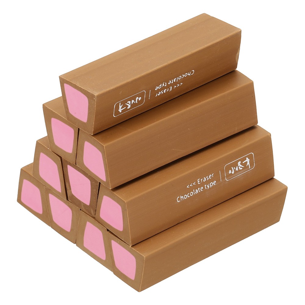 Pencil Erasers Rubber, 10 Pcs Art Eraser Scented, Dark Brown/Dark Pink