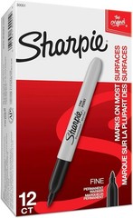 Durable 12 Black Permanent Markers – Fine Tip, Quick Drying & Fade Resistant