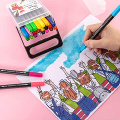 Markers for Kids,Washable Markers with Stand Portable Box,Dual Tip Set, Brush &