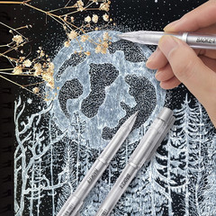 Silver Gel Pens, 1Mm Fine Point, Silver Gel Ink Pen Set for Artists, for Black P