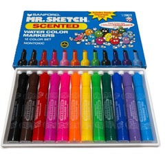 Vintage 1995 Set of 12 Sanford Mr. Sketch Scented Watercolor Markers #20672