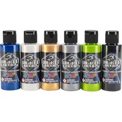 Createx Colors Wicked Colors Pearl Set W105 Multi-Surface Airbrush Paint 6 Pack