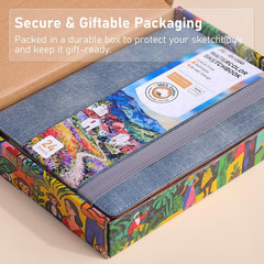 Watercolor Sketchbook A5 (8.3″ X 5.8″), 24 Sheets 100% Cotton Cold Press 300GSM